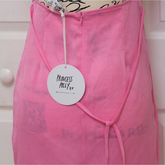 Ensley Mini Princess Polly Dress SIZE 4 Bubblegum Pink Sheer Wrap Asymmetrical - Picture 7 of 14